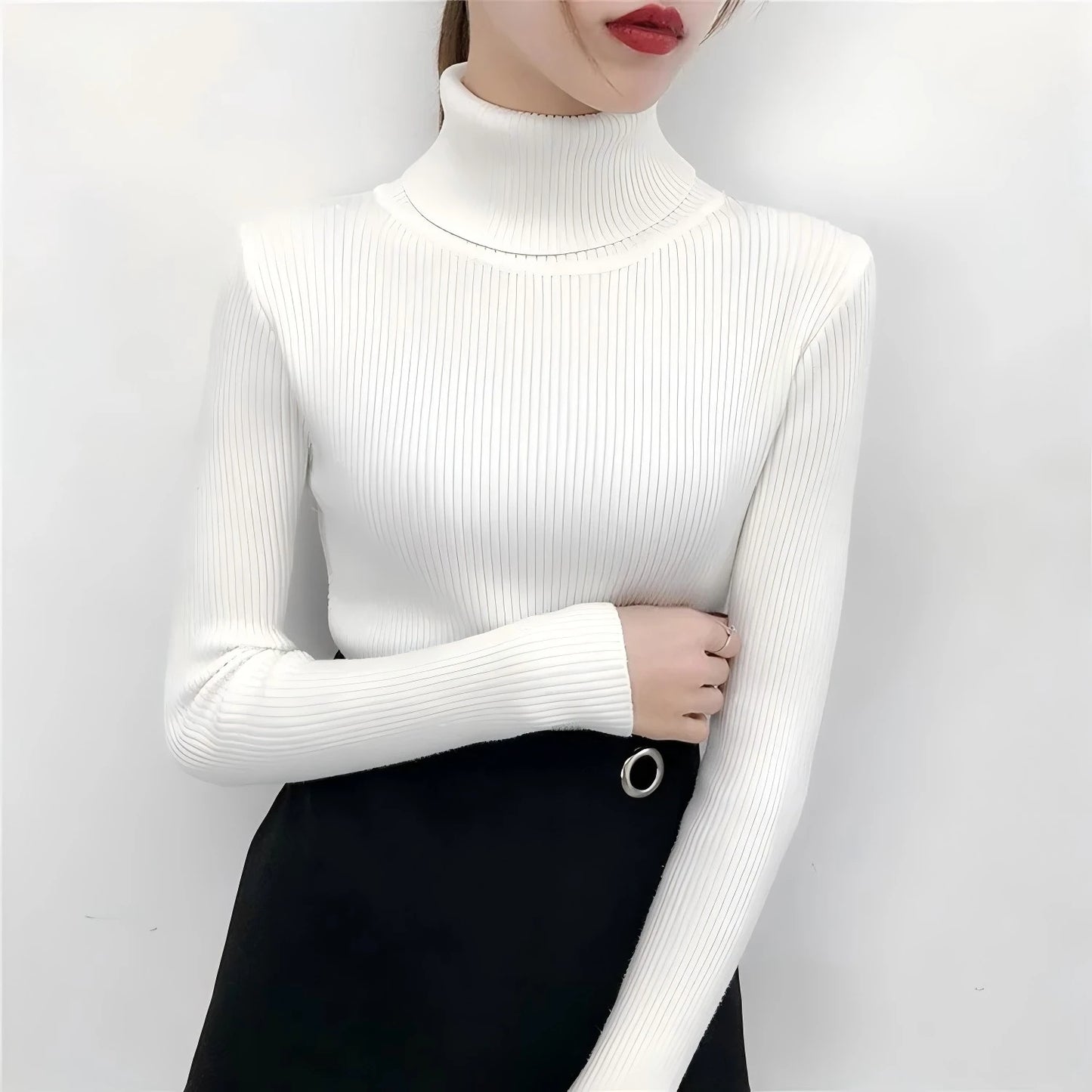 KHOSA CLOTHING™ Turtleneck Long Sleeve Jumper Top