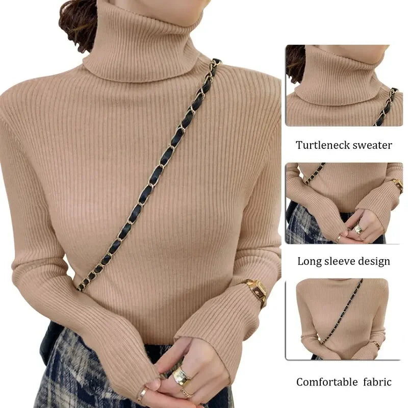 KHOSA CLOTHING™ Turtleneck Long Sleeve Jumper Top