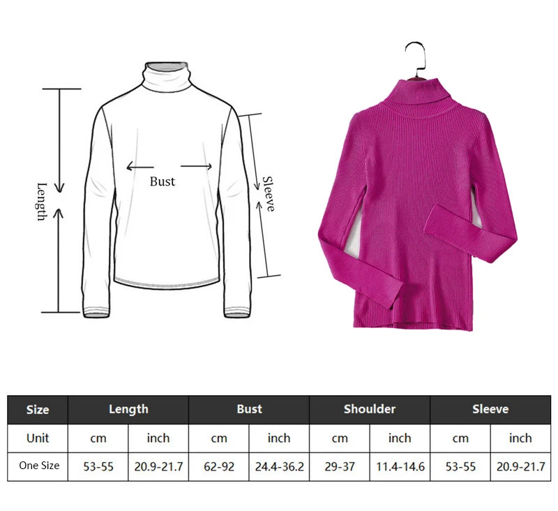 KHOSA CLOTHING™ Turtleneck Long Sleeve Jumper Top