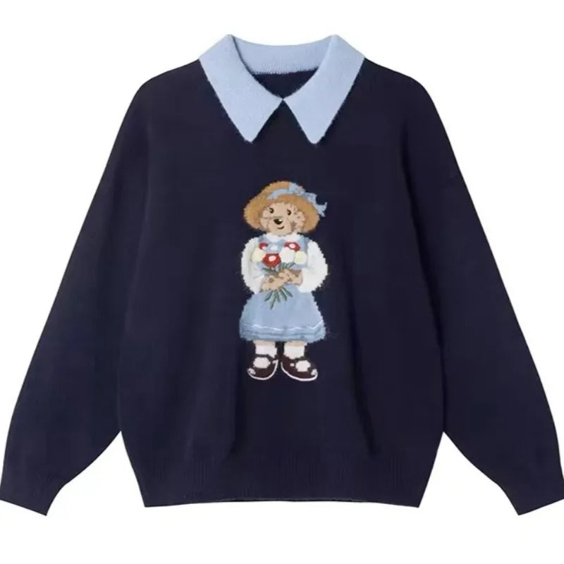 KHOSA CLOTHING™ Bear Polo Neck Sweater